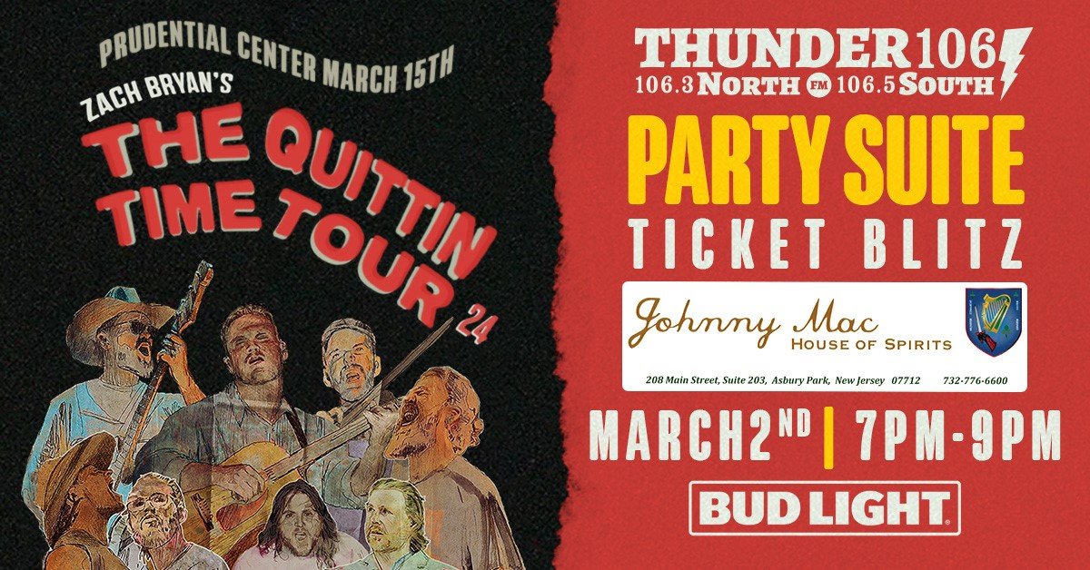 Zach Bryan Thunder 106 Party Suite Ticket Blitz at Johnny Macs – March 2nd