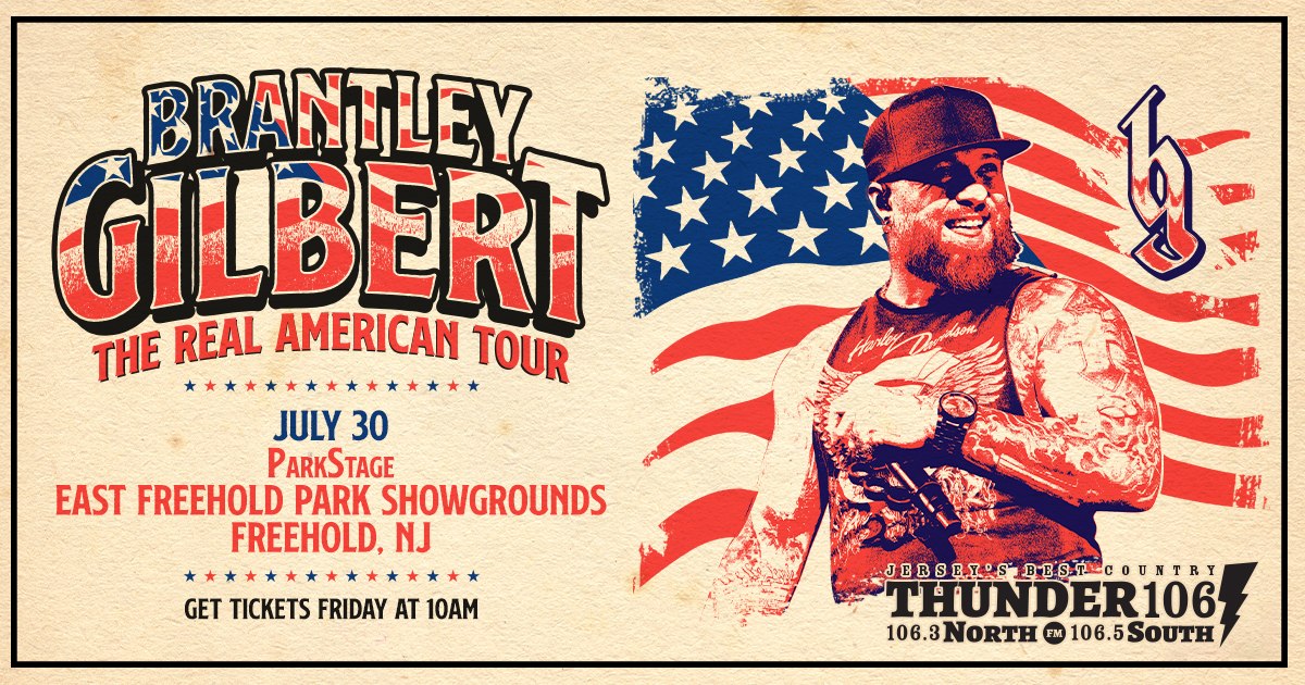 Thunder 106 presents Brantley Gilbert at ParkStage on July 30th!