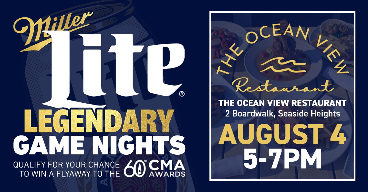 Miller Lite Legendary Game Nights at The Ocean View Restaurant on August 4th