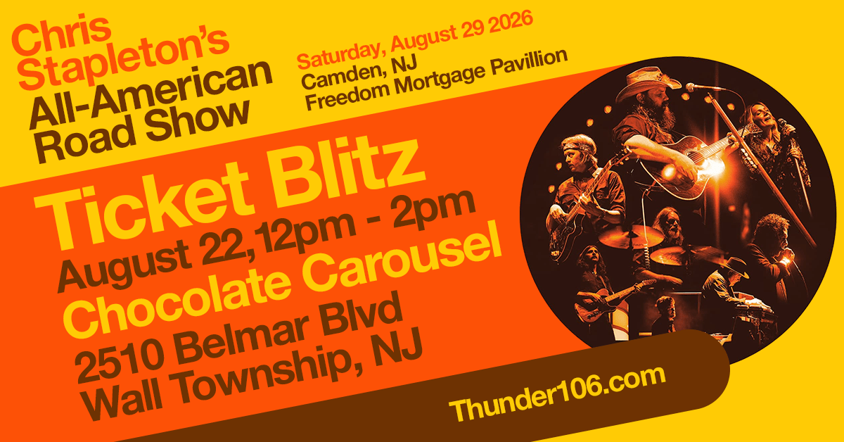 Chris Stapleton Ticket Blitz at Chocolate Carousel in Wall on August 22nd